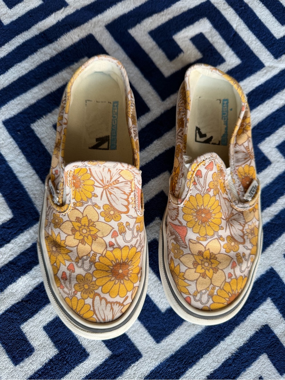 Vans Kids Floral Slip-On Sneakers - Yellow & Cream